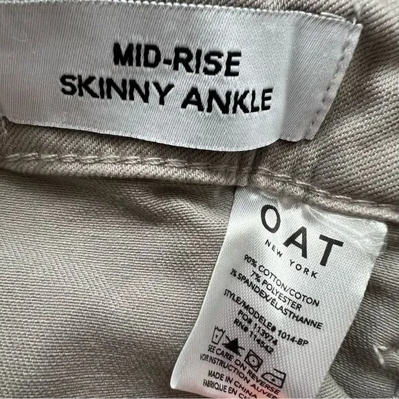 OAT NEW YORK Mid-rise skinny ankle jeans 🌺 stretch 🌺 NWT 🌺 gray 🌺 size 25 - Picture 5 of 10